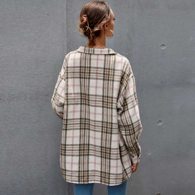 2021 Autumn Long Plaid Jacket Women Overshirt Thicken Checkered Jacket Female Winter Coat Women Shirt Jackets For Women 
2021 Autumn Long Plaid Jacket Women Overshirt Thicken Checkered Jacket Female Winter Coat Women Shirt Jackets For Women