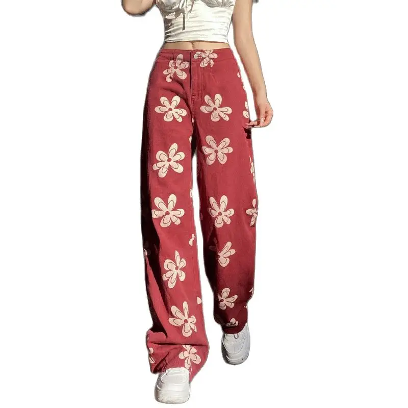 Loose Red Flower Print Women's Jeans Hstraight Casual Boyfriend High Waisted Jeans for Women Street Hip Hop Trousers
Loose Red Flower Print Women's Jeans Hstraight Casual Boyfriend High Waisted Jeans for Women Street Hip Hop Trousers