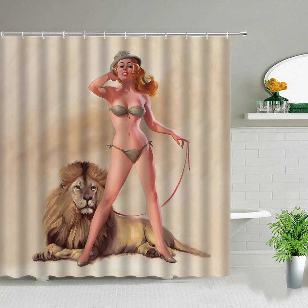 Oil Painting European Style Sexy Woman Lion Bathroom Screen Shower Curtain Modern Bathtub Decor Cloth Curtains Waterproof Fabric
Oil Painting European Style Sexy Woman Lion Bathroom Screen Shower Curtain Modern Bathtub Decor Cloth Curtains Waterproof Fabric