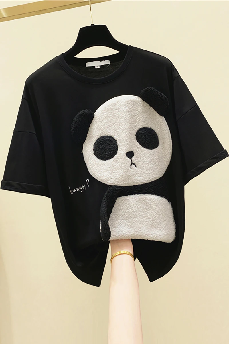 Panda Embroidered Short Sleeve Cotton T-shirt Women's 2020 Spring Summer Loose T-shirt Fashion Female Clothes Tshirt Tee Tops
Panda Embroidered Short Sleeve Cotton T-shirt Women's 2020 Spring Summer Loose T-shirt Fashion Female Clothes Tshirt Tee Tops