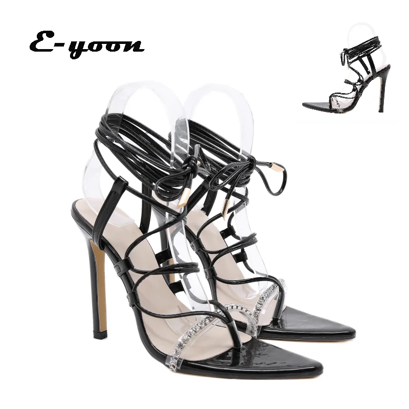 Новые женские туфли стразы на высоком каблуке с кристаллами, лакированная кожа, большие размеры, римские сандалии с кольцами
Новые женские туфли стразы на высоком каблуке с кристаллами, лакированная кожа, большие размеры, римские сандалии с кольцами