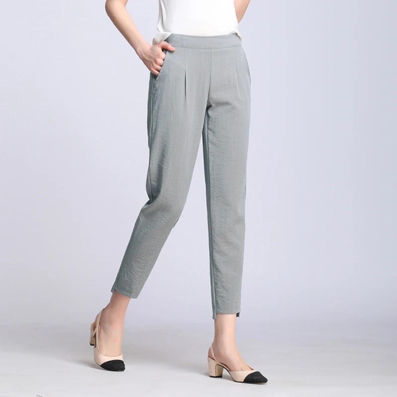New Women Casual Harajuku Spring Summer Plus Size Trousers Solid Elastic Waist Cotton Linen Pants Ankle Length Harem Pants
New Women Casual Harajuku Spring Summer Plus Size Trousers Solid Elastic Waist Cotton Linen Pants Ankle Length Harem Pants
