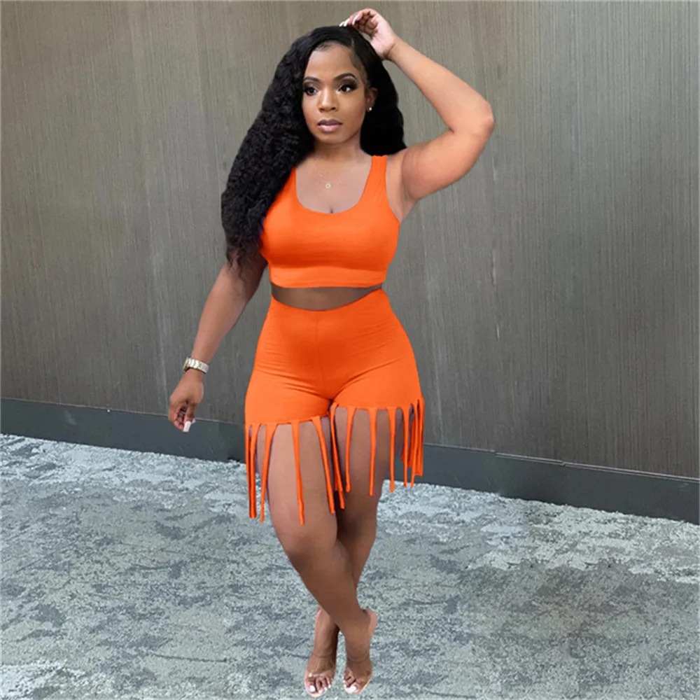 RStylish Hot Sale 2021 Women Clothes Outfit Solid Short Sleeve T-Shirt Crop Top Tassel Shorts Summer Casual Active Two Piece Set
RStylish Hot Sale 2021 Women Clothes Outfit Solid Short Sleeve T-Shirt Crop Top Tassel Shorts Summer Casual Active Two Piece Set