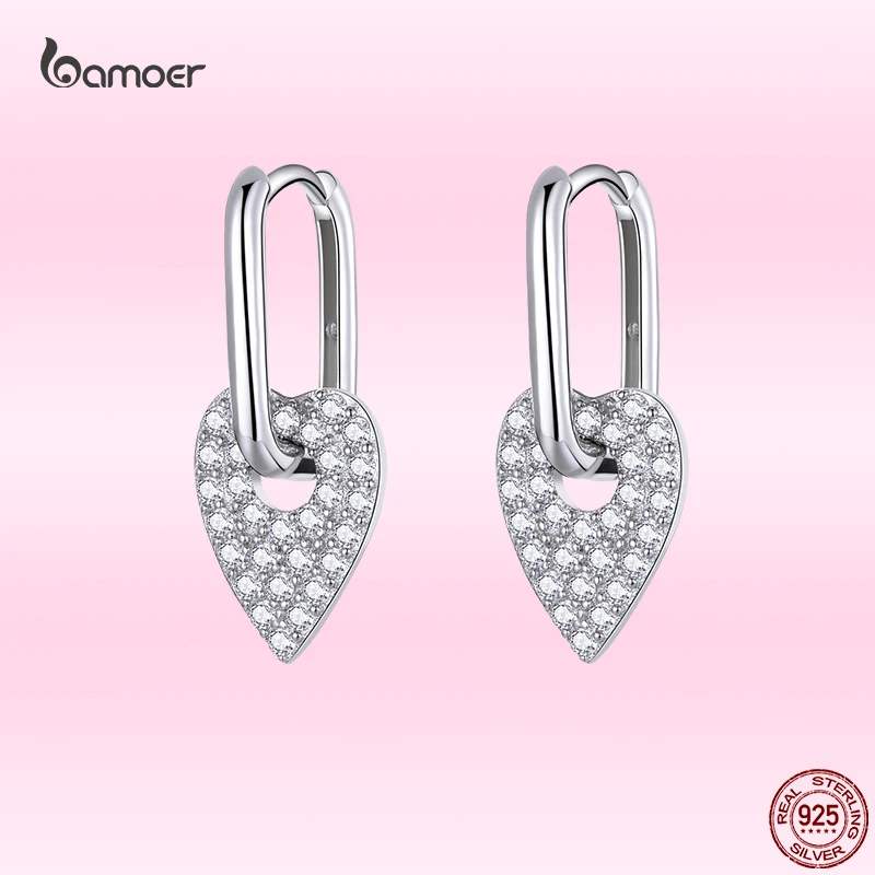 Bamoer Genuine 925 Sterling Silver Heart Square Ear Buckles for Women Exquisite Love Pendant Zircon Earrings Fine Jewelry Gift
Bamoer Genuine 925 Sterling Silver Heart Square Ear Buckles for Women Exquisite Love Pendant Zircon Earrings Fine Jewelry Gift