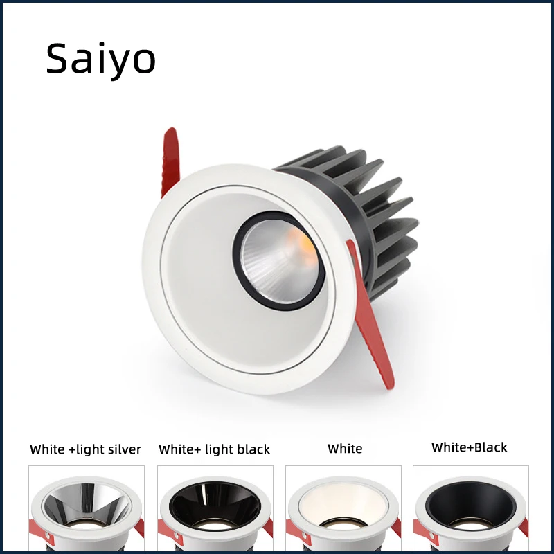 

Saiyo LED Deep Anti-glare Spotlight 3W 5W 7W 12W COB Lighting Recessed Ceiling lamp 85-265V Round Downlight For Home Living Room