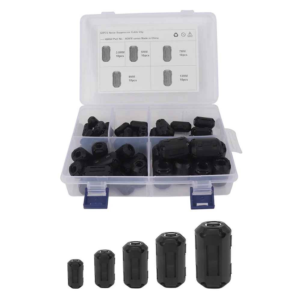 50pcs Clip-on Ferrite Ring Choke Choke Coil Noise Suppressor 3.5mm 5mm 7mm 9mm 13mmBlack Magnetic Snap-on
50pcs Clip-on Ferrite Ring Choke Choke Coil Noise Suppressor 3.5mm 5mm 7mm 9mm 13mmBlack Magnetic Snap-on