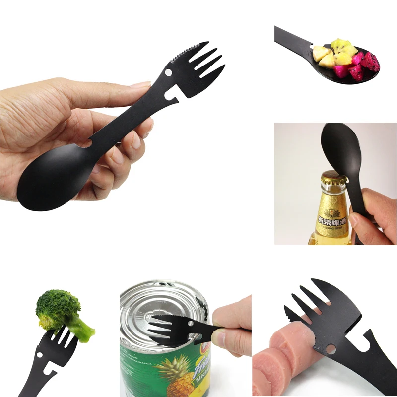 Stainless steel spoon fork tableware multi tool can opener Portable utensil flatware cutlery bottle camp Picnic spork multitool
Stainless steel spoon fork tableware multi tool can opener Portable utensil flatware cutlery bottle camp Picnic spork multitool