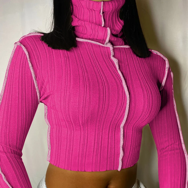 2021 Spring/Autumn Design Pile Collar Pit Strip Pullover Long Sleeve Sexy Tops Fashion Street Reverse Stitching Club Women Shirt
2021 Spring/Autumn Design Pile Collar Pit Strip Pullover Long Sleeve Sexy Tops Fashion Street Reverse Stitching Club Women Shirt