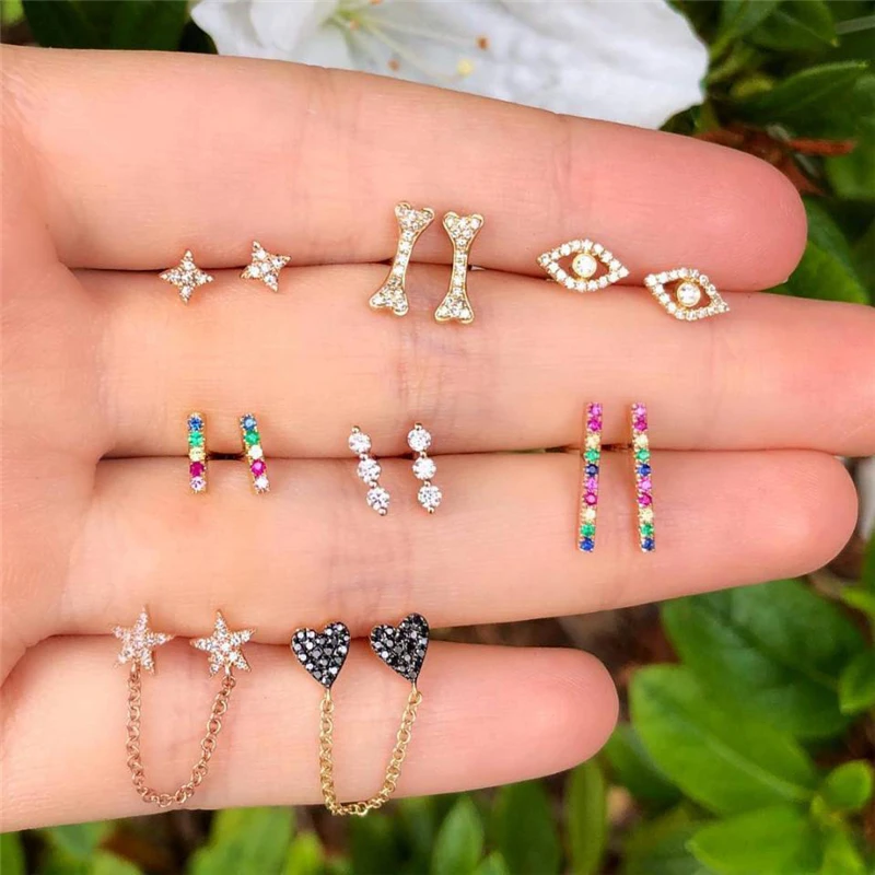 Luokey Women Star Heart Eye Stud Earrings With Rhinestone Girls Rainbow Color Crystal Ear Studs Bijoux Earings Fashion Jewelry
Luokey Women Star Heart Eye Stud Earrings With Rhinestone Girls Rainbow Color Crystal Ear Studs Bijoux Earings Fashion Jewelry