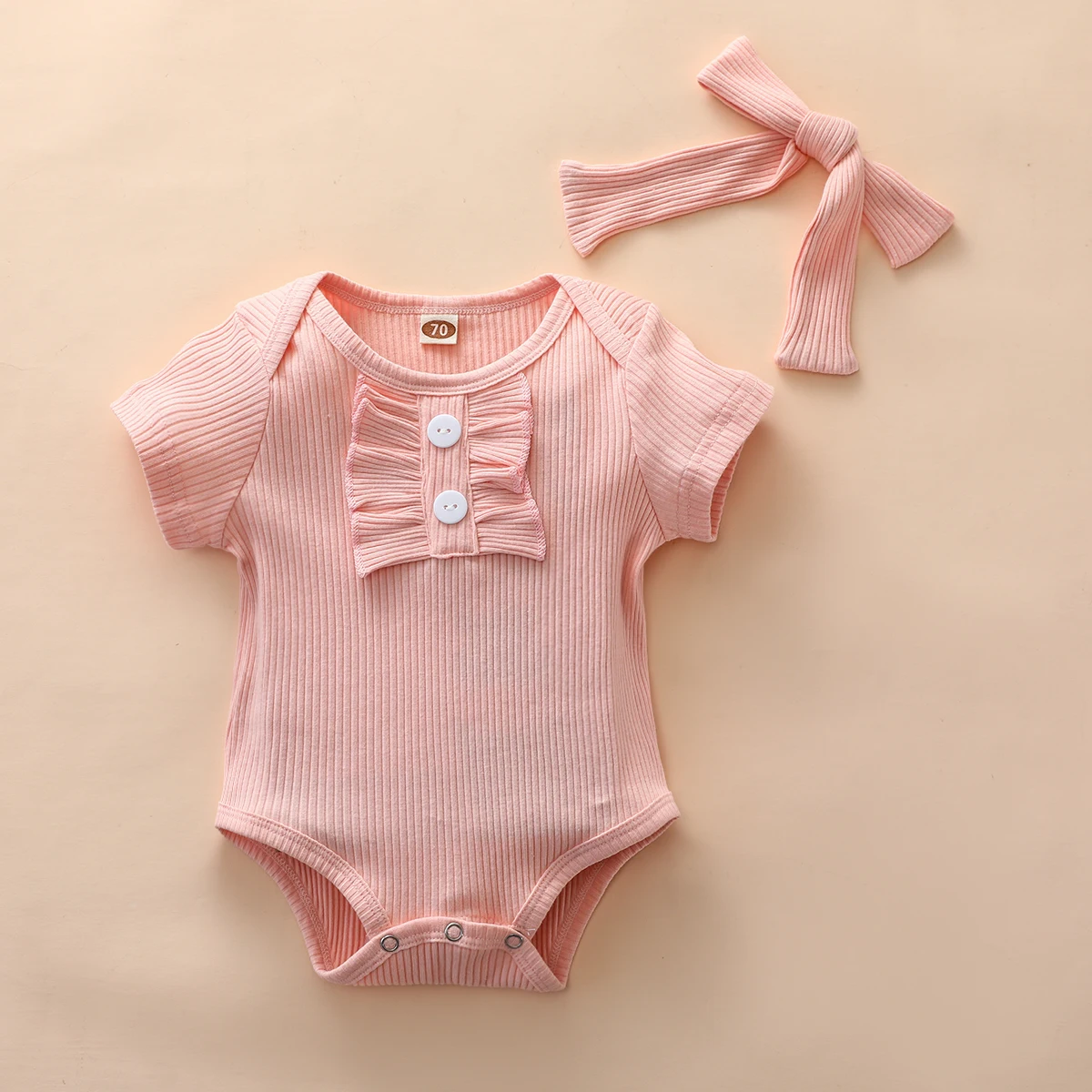 2020 Baby Summer Clothing Infant Newborn Baby Girls Bodysuit Solid Ribbed Jumpsuits Short Sleeve Ruffled Neck Playsuits Headband
2020 Baby Summer Clothing Infant Newborn Baby Girls Bodysuit Solid Ribbed Jumpsuits Short Sleeve Ruffled Neck Playsuits Headband