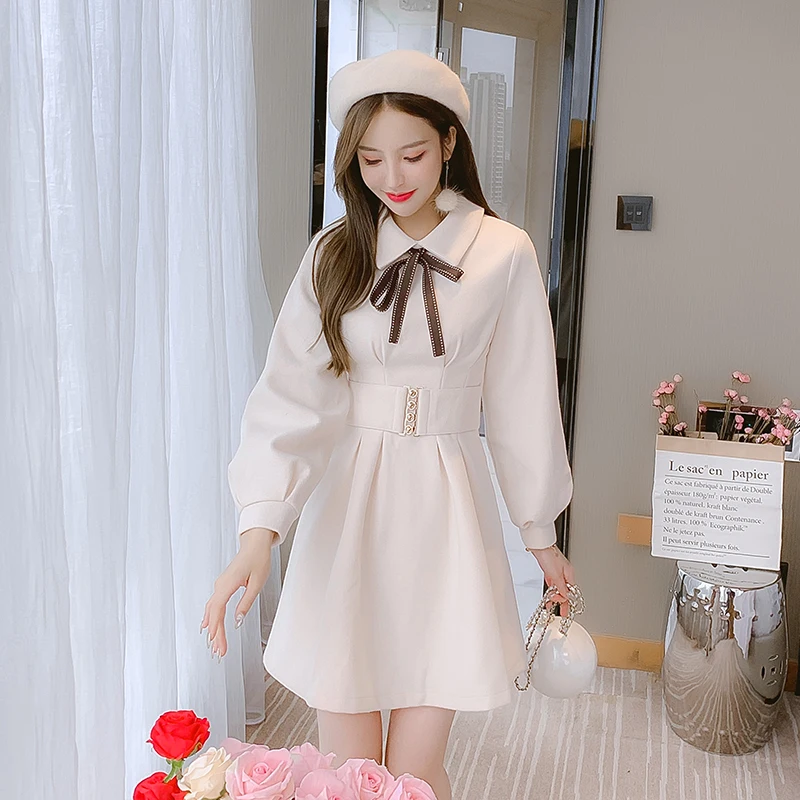 Chiffon Loose Women Dresses New Fashion Casual Long Sleeve Dress A-LINE Knee-Length Solid Color Bow Tie Autumn Houthion
Chiffon Loose Women Dresses New Fashion Casual Long Sleeve Dress A-LINE Knee-Length Solid Color Bow Tie Autumn Houthion