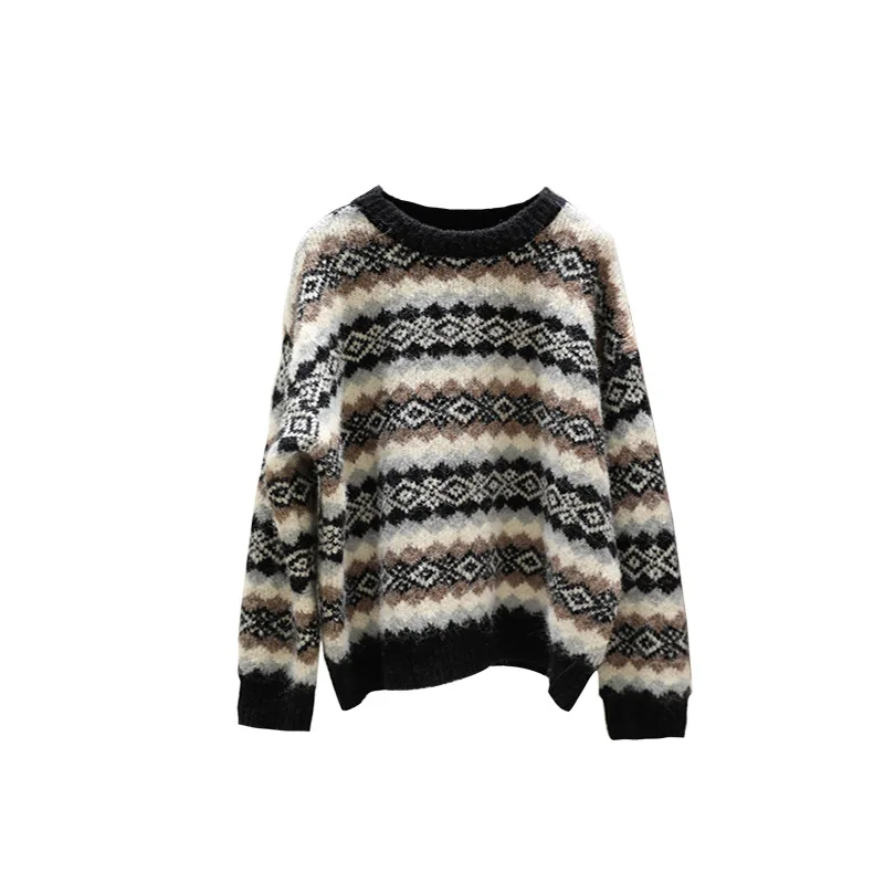 2021 new color matching ribbed jacquard loose sweater women autumn wear Korean version
2021 new color matching ribbed jacquard loose sweater women autumn wear Korean version