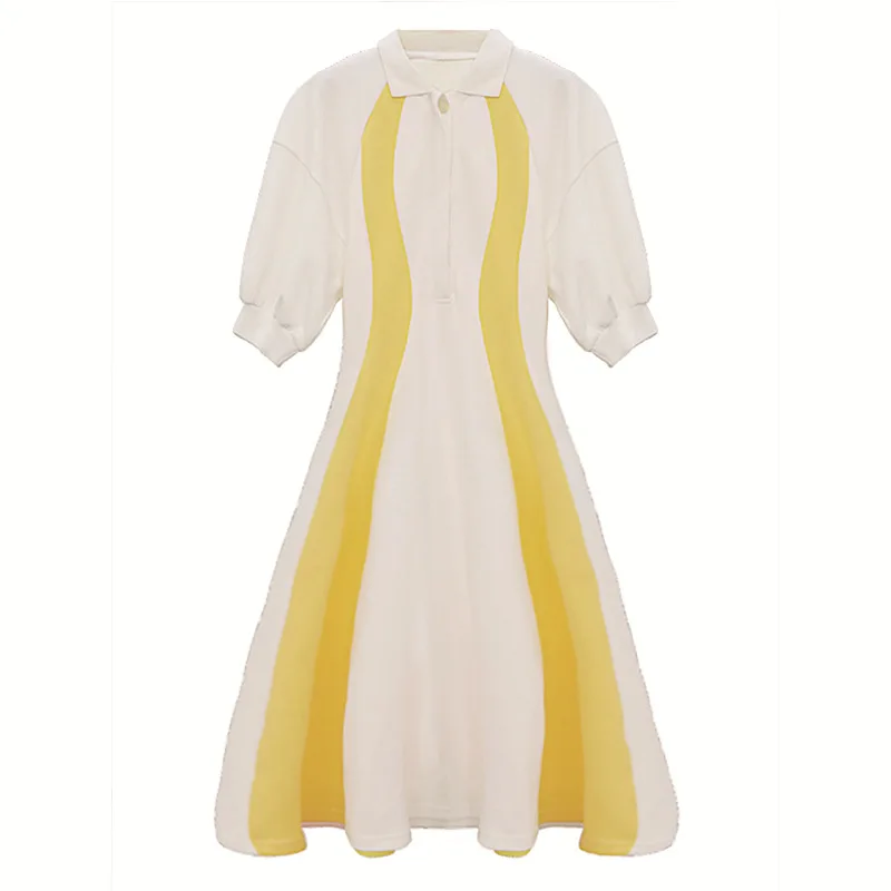 DEAT Women White Patchwork A-line High Dress New Turn-down Collar Half Lantern Sleeve Slim Fit Fashion Tide Summer 2021 7E353
DEAT Women White Patchwork A-line High Dress New Turn-down Collar Half Lantern Sleeve Slim Fit Fashion Tide Summer 2021 7E353