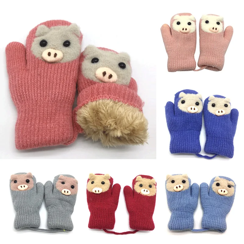 Новые милые детские перчатки с героями мультфильмов для 3-5 лет зимние толстые