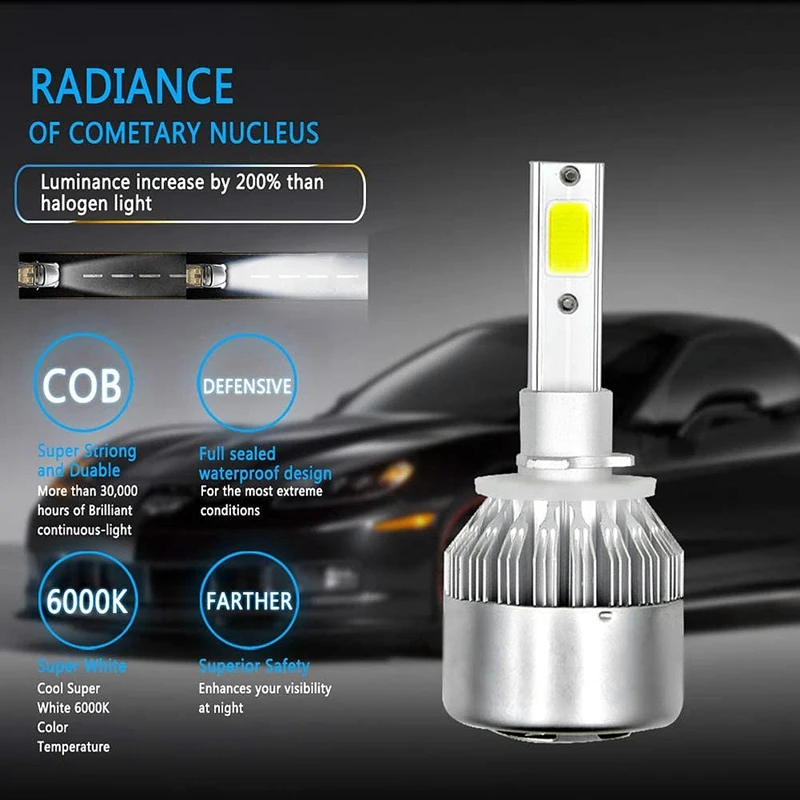 4 Pcs H4 C6 LED COB Chip All-In-One Auto Headlight Bulbs 6000LM Kit Bright White Light (High/Low Beam)
4 Pcs H4 C6 LED COB Chip All-In-One Auto Headlight Bulbs 6000LM Kit Bright White Light (High/Low Beam)