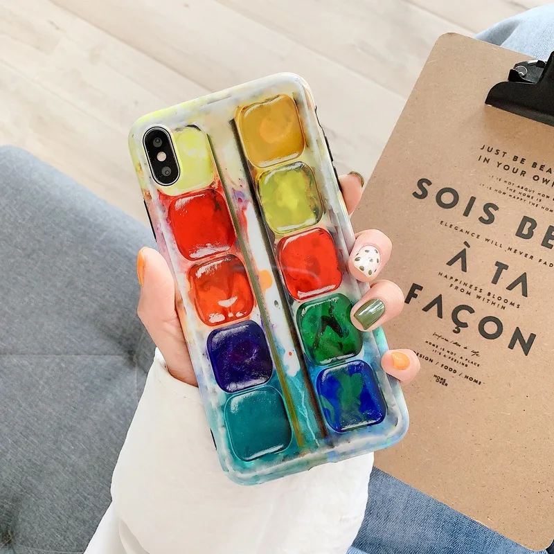 Retro art color pigment box painting Phone case for coque iPhone 7 6 6s 8 Plus xs max case silicone cover for iPhone X XR case
Retro art color pigment box painting Phone case for coque iPhone 7 6 6s 8 Plus xs max case silicone cover for iPhone X XR case