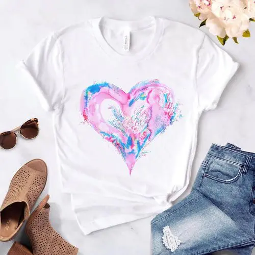 2021Heart flower print ladies T-shirt ladies casual basis O-collar white shirt short sleeve ladies T-shirt love graphic printing
2021Heart flower print ladies T-shirt ladies casual basis O-collar white shirt short sleeve ladies T-shirt love graphic printing
