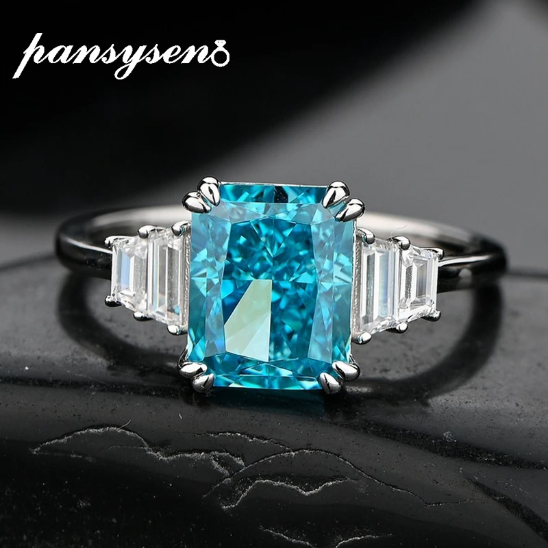 PANSYSEN 100% 925 Sterling Silver Created Moissanite Aquamarine Gemstone Rings for Women Luxury Wedding Fine Jewelry Wholesale
PANSYSEN 100% 925 Sterling Silver Created Moissanite Aquamarine Gemstone Rings for Women Luxury Wedding Fine Jewelry Wholesale