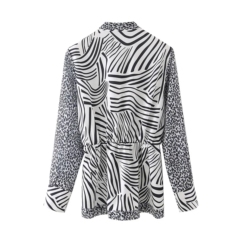 Spring and autumn women's casual striped bow decorated shirt