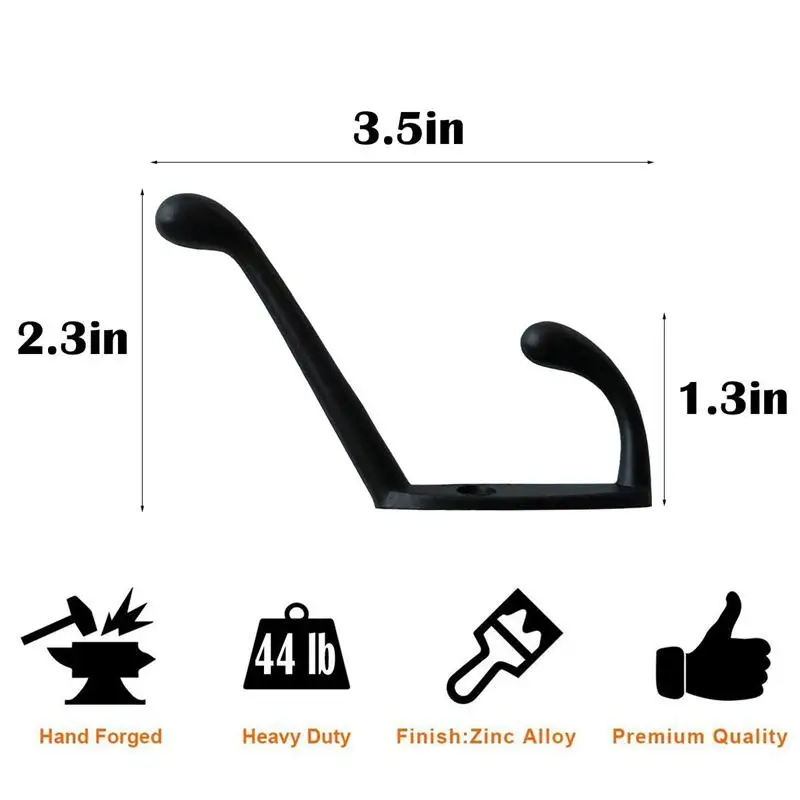 9 Pack heavy duty Coat Hooks Wall Mounted for Hat hardware Dual Prong Retro Coat Hanger with 20 Screws Black Color
9 Pack heavy duty Coat Hooks Wall Mounted for Hat hardware Dual Prong Retro Coat Hanger with 20 Screws Black Color