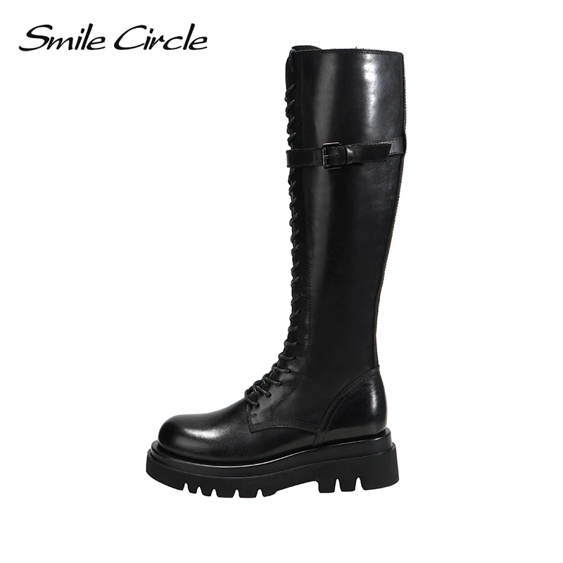 Smile Circle jockey Boots Women Motorcycle loog Boots Genuine Leather 2020 Winter British style Female High Shoes black 
Smile Circle jockey Boots Women Motorcycle loog Boots Genuine Leather 2020 Winter British style Female High Shoes black