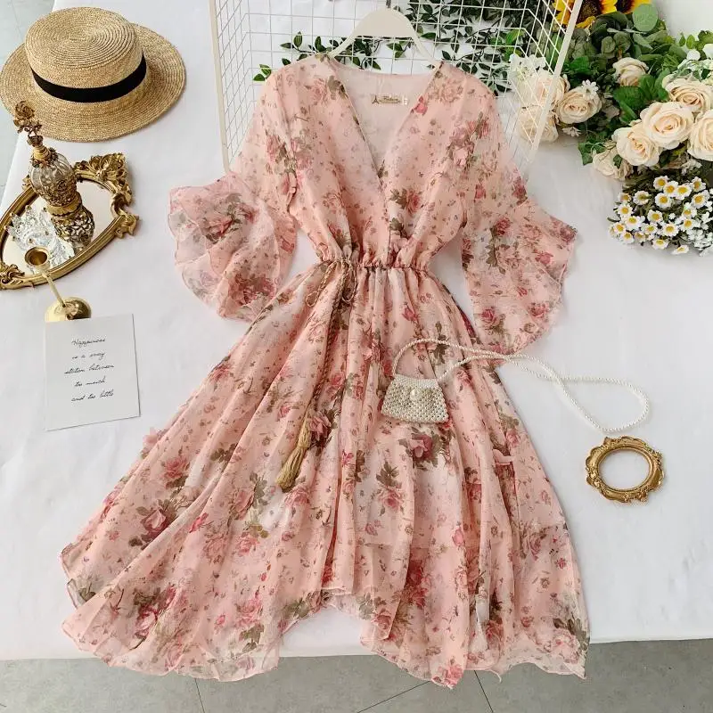 Sexy Party Beach Dress Korean Elegant Women Chiffon Dresses 2021 Summer Holiday Flower Print Ladies Dresses Vestidos Ropa Mujer
Sexy Party Beach Dress Korean Elegant Women Chiffon Dresses 2021 Summer Holiday Flower Print Ladies Dresses Vestidos Ropa Mujer