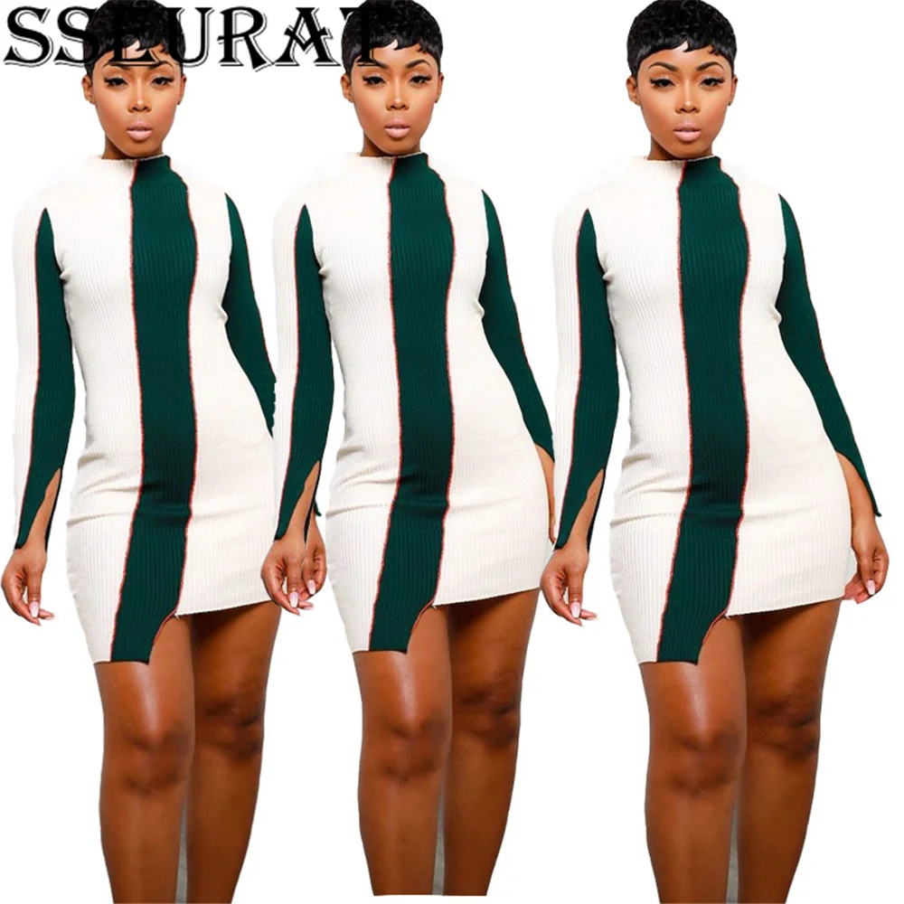 SSEURAT Fall Women Casual Knit Sheath Mini Dresses Ladies Patchwork Long Sleeve Bodycon Dress
SSEURAT Fall Women Casual Knit Sheath Mini Dresses Ladies Patchwork Long Sleeve Bodycon Dress