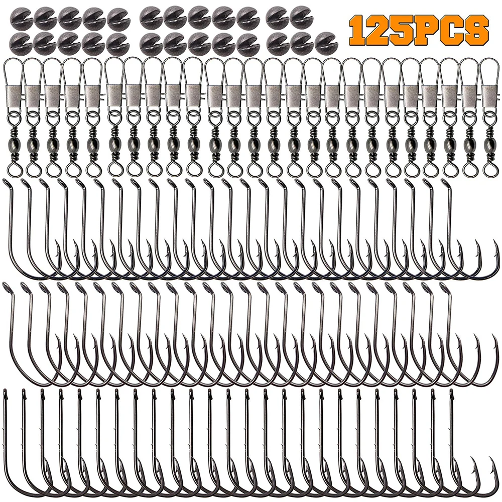 125Pcs Fishing Tool With Fishing Snap Swivels Baitholder Octopus Catfish Hooks Sinkers Terminal Tackle Accessories
125Pcs Fishing Tool With Fishing Snap Swivels Baitholder Octopus Catfish Hooks Sinkers Terminal Tackle Accessories