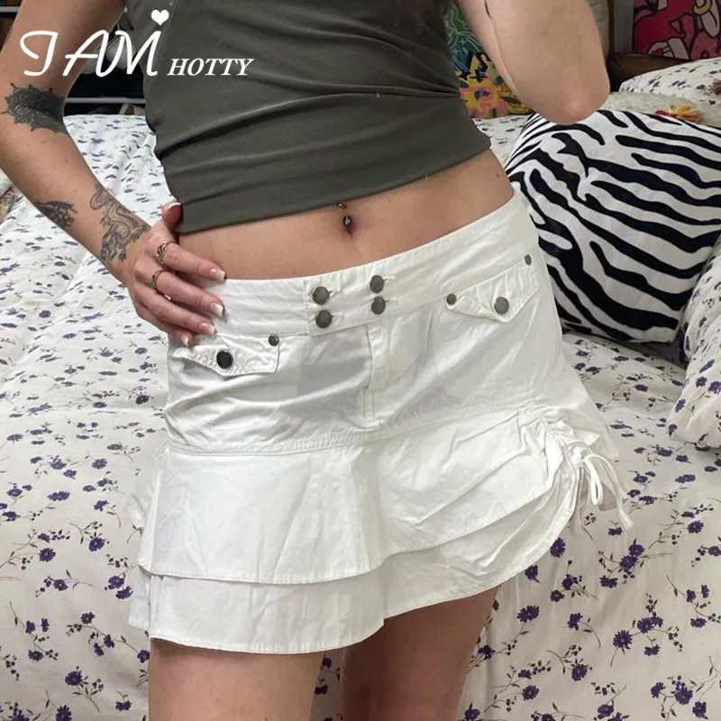IAMHOTTY Cascading Ruffle Mini Skirt White Green High Waist A Line Pleated Short Skirts Vintage Drawstring Kawaii Grunge Bottoms 
IAMHOTTY Cascading Ruffle Mini Skirt White Green High Waist A Line Pleated Short Skirts Vintage Drawstring Kawaii Grunge Bottoms