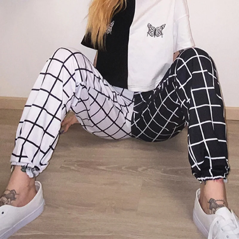 Plaid Jogger Women's Pants Elastic High Waist Patchwork Trousers For Women 2021 Streetwear Fashion Ladies Bottoms
Plaid Jogger Women's Pants Elastic High Waist Patchwork Trousers For Women 2021 Streetwear Fashion Ladies Bottoms