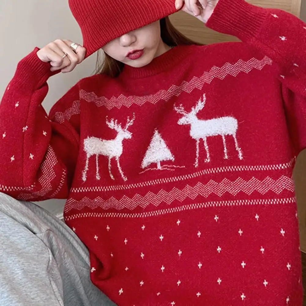 Women Autumn Winter Christmas Sweater Ladies Knitted Jumper Pullover Women Sweater Snowflake Elk Print Sweaters And Pullovers
Women Autumn Winter Christmas Sweater Ladies Knitted Jumper Pullover Women Sweater Snowflake Elk Print Sweaters And Pullovers