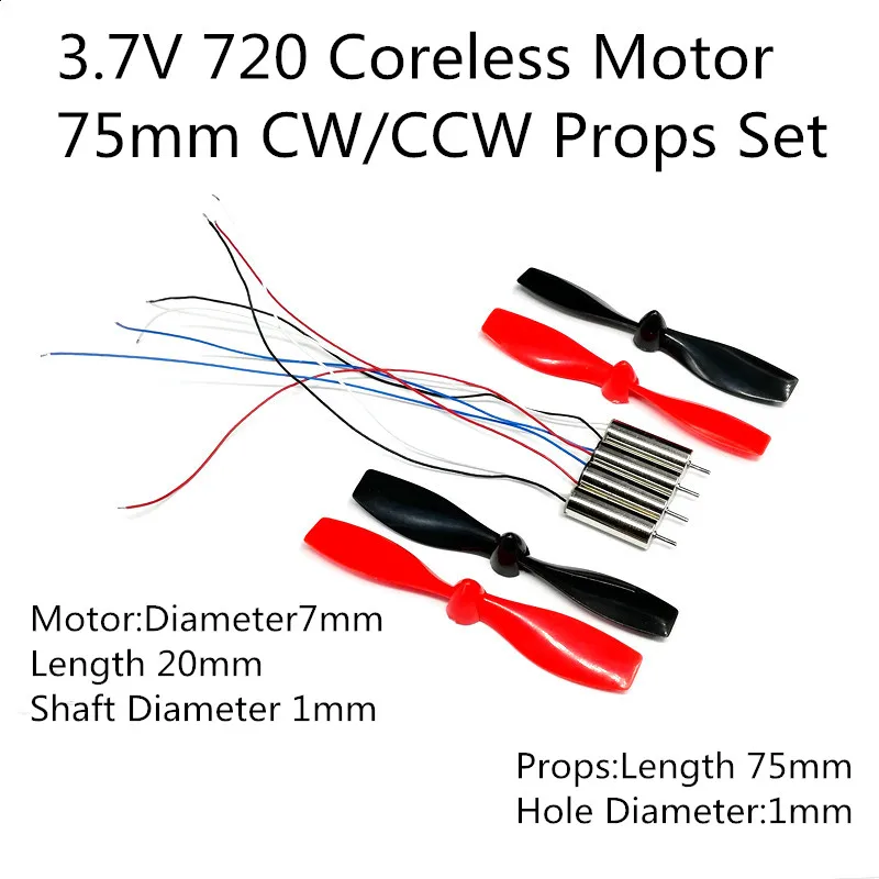 Бескорпусный двигатель 7*20 720 мм высокая скорость 3 7 В 5 см реквизит CW CCW пропеллеры