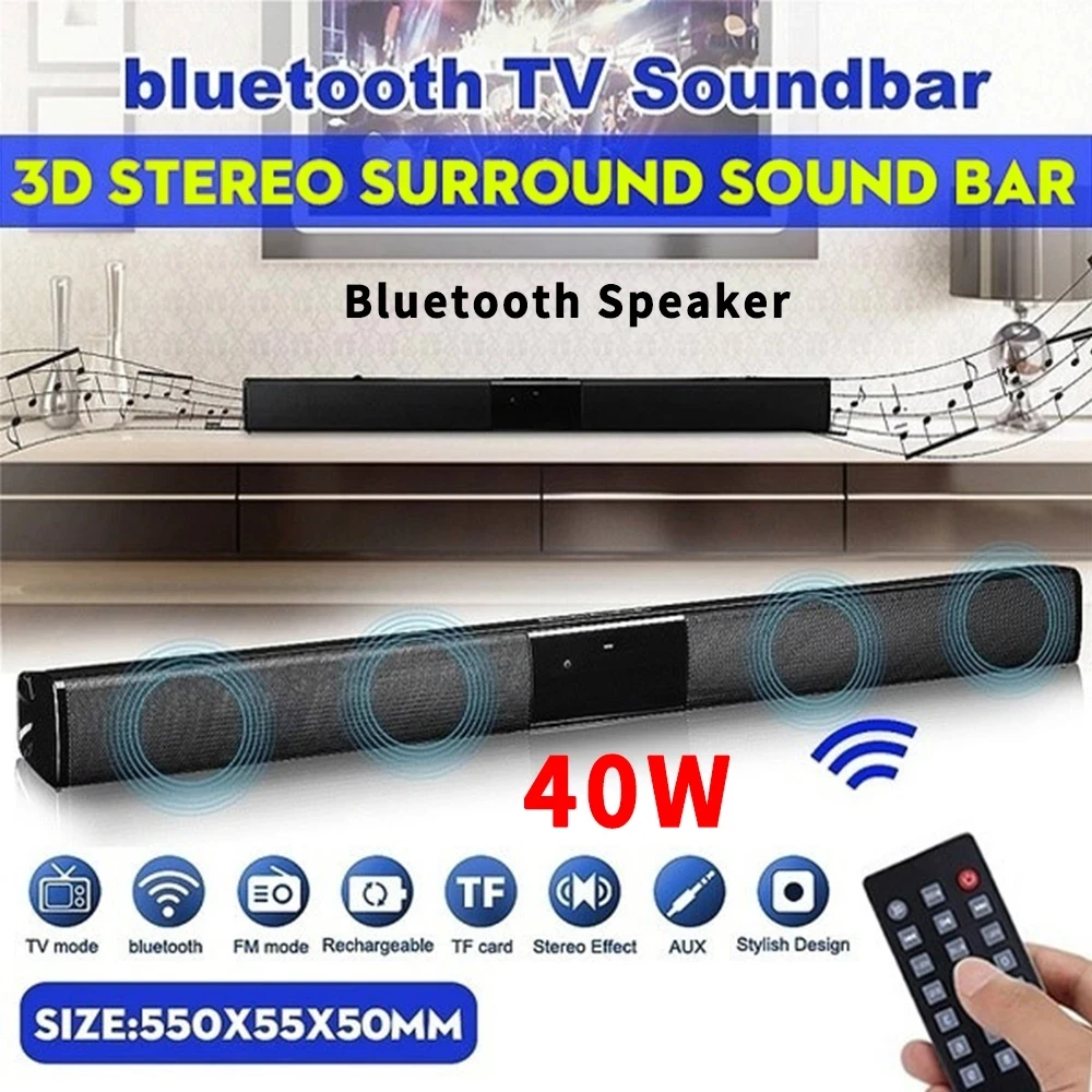 

40W TV Speaker Bluetooth Speakers for Computer 2.1 Soundbar Subwoofer Bass Stereo Bluetooth Column with Fm AUX TF RCA Music box