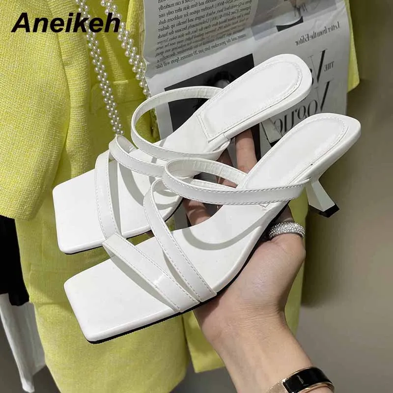 Aneikeh 2021 New Summer Fashion Concise PU Slip On Open Toe Thin Heels Slippers Solid Shallow Women Beach Mules Zapatos De Mujer
Aneikeh 2021 New Summer Fashion Concise PU Slip On Open Toe Thin Heels Slippers Solid Shallow Women Beach Mules Zapatos De Mujer