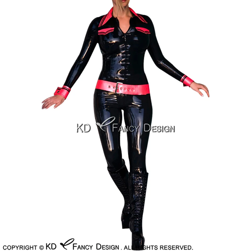 Black And Red Sexy Latex Catsuit With Turn Down Collar Cuffs Long Sleeves Rubber Bodysuit Zentai Overall Body Suit LTY-0180
Black And Red Sexy Latex Catsuit With Turn Down Collar Cuffs Long Sleeves Rubber Bodysuit Zentai Overall Body Suit LTY-0180