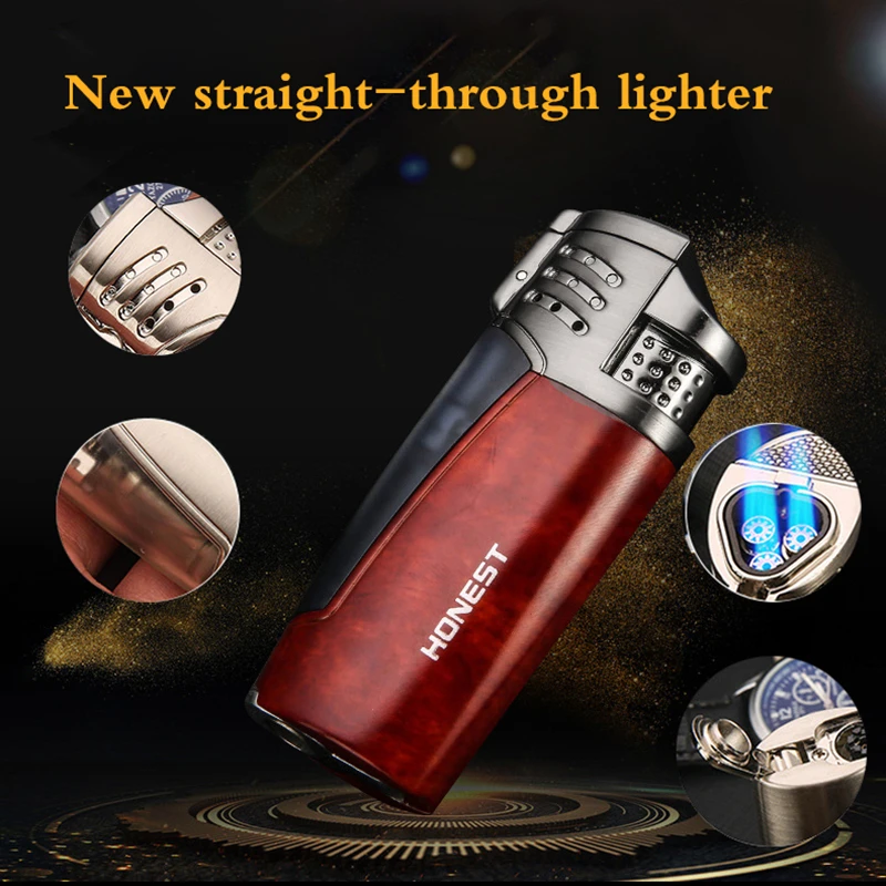 Windproof Inflatable Gas Lighter Cigarette Triple Flame Brass Metal Oil Lighters Refillable Butane Gas Jet Lighter for Cigar
Windproof Inflatable Gas Lighter Cigarette Triple Flame Brass Metal Oil Lighters Refillable Butane Gas Jet Lighter for Cigar