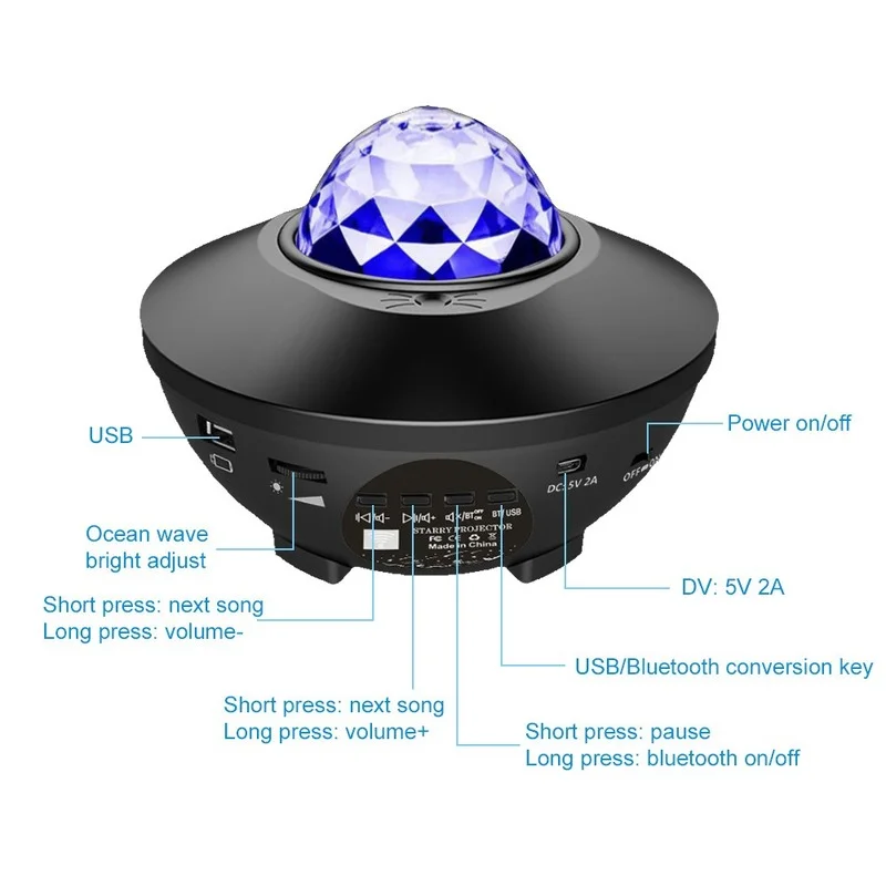 LED starry sky projection lamp USB bluetooth romantic dream rotating atmosphere light voice control ocean starry night light
LED starry sky projection lamp USB bluetooth romantic dream rotating atmosphere light voice control ocean starry night light