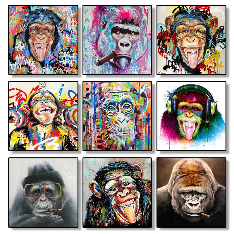 Funny Monkey Orangutan Graffiti Canvas Painting Creative Posters and Prints Street Abstract Wall Art Modern Room Home Decoration
Funny Monkey Orangutan Graffiti Canvas Painting Creative Posters and Prints Street Abstract Wall Art Modern Room Home Decoration