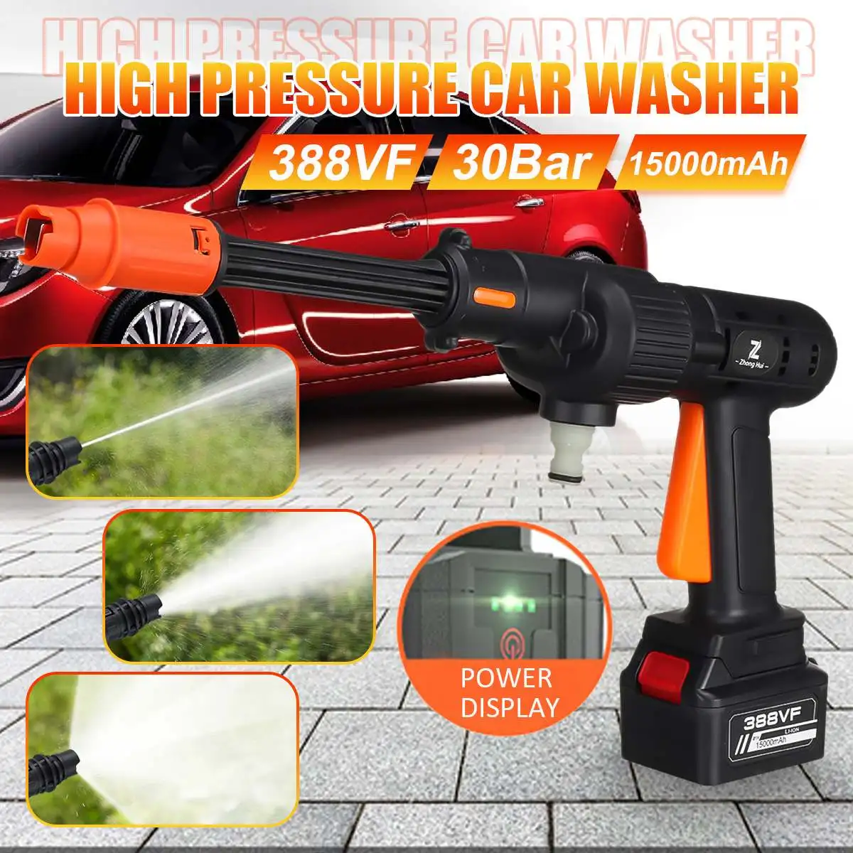 NEW 388VF 1500W Cordless High Pressure Car Washer Rechargeable Car Wash Gun Electric Water Gun Foam Machine
NEW 388VF 1500W Cordless High Pressure Car Washer Rechargeable Car Wash Gun Electric Water Gun Foam Machine