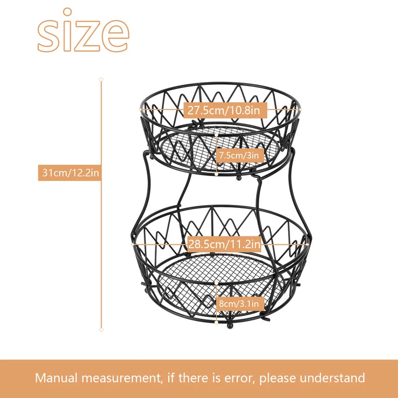 Metal Fruit Basket Iron Vegetable Storage Basket Detachable Sundries Organizer Rack Kitchen Fruit Bread Organizer 2 Layer
Metal Fruit Basket Iron Vegetable Storage Basket Detachable Sundries Organizer Rack Kitchen Fruit Bread Organizer 2 Layer