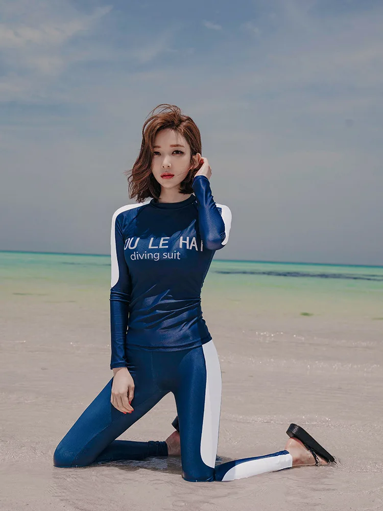 Women's UPF 50+ Rash Guard 3pcs set Long Sleeve Water Beach Surf Swim Shirts Leggings Full UV/Sun Protection Swimwear Activewear | Спорт и