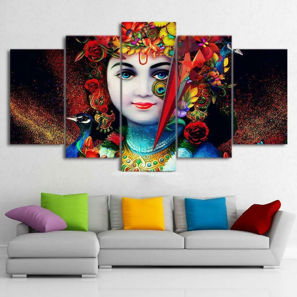 5 Pieces Canvas Arts East Indian Hindu God Radha Krishna Hinduism Poster Painting Living Room Home Decoration Wall Picture Print
5 Pieces Canvas Arts East Indian Hindu God Radha Krishna Hinduism Poster Painting Living Room Home Decoration Wall Picture Print