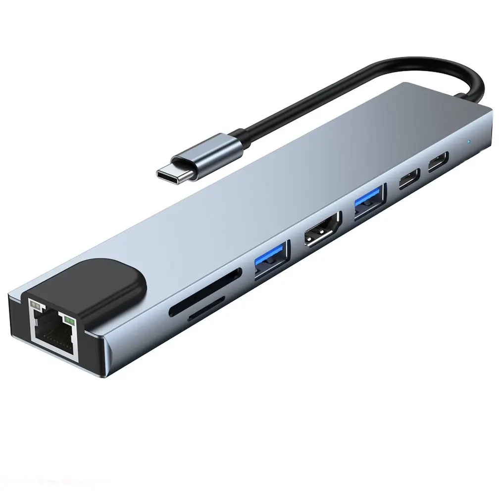USB C Hub 8 In 1 Adapter USB 3.0 Type-C Hub With Audio HDMI-compatible RJ45 Security Digital/TF PD Splitter 100Mbit Ethernet
USB C Hub 8 In 1 Adapter USB 3.0 Type-C Hub With Audio HDMI-compatible RJ45 Security Digital/TF PD Splitter 100Mbit Ethernet