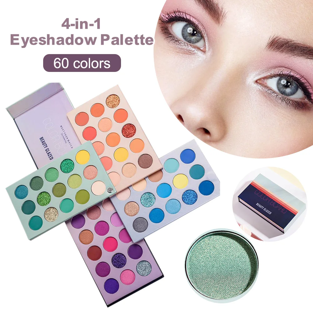 

60 Colours Eyeshadow Palette 4 in 1 Makeup Kit Set Make Up UK Eye Shadow Cosmetic Matte Makeup Party Shimmer Eye Shadow Pallete