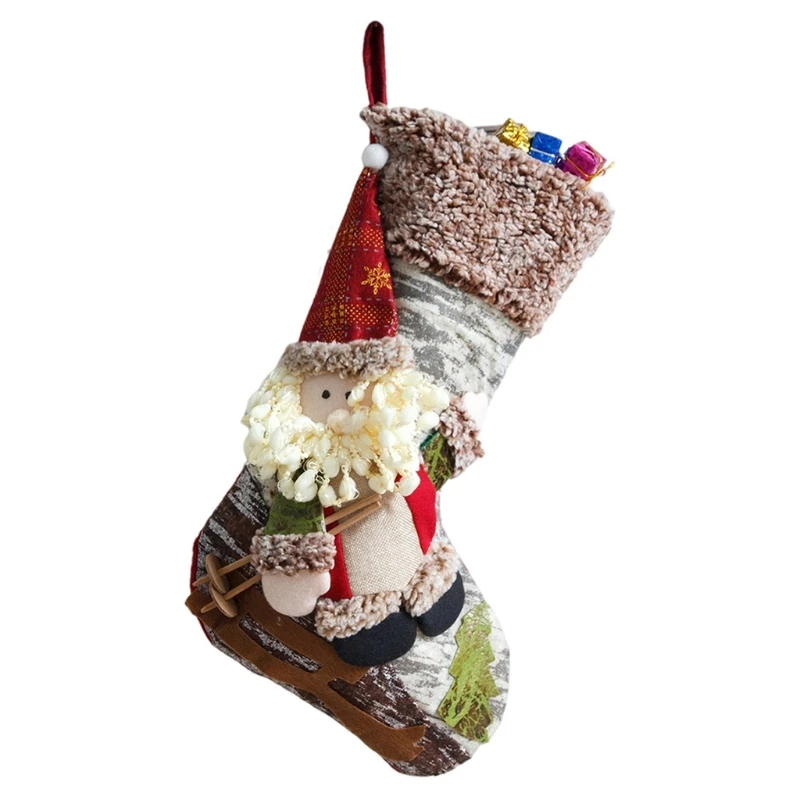 Skiing Doll with Sled Christmas Stockings Candy Bag Xmas Elf Santa Snowman Doll Element Stocking for Family Country Rustic
Skiing Doll with Sled Christmas Stockings Candy Bag Xmas Elf Santa Snowman Doll Element Stocking for Family Country Rustic