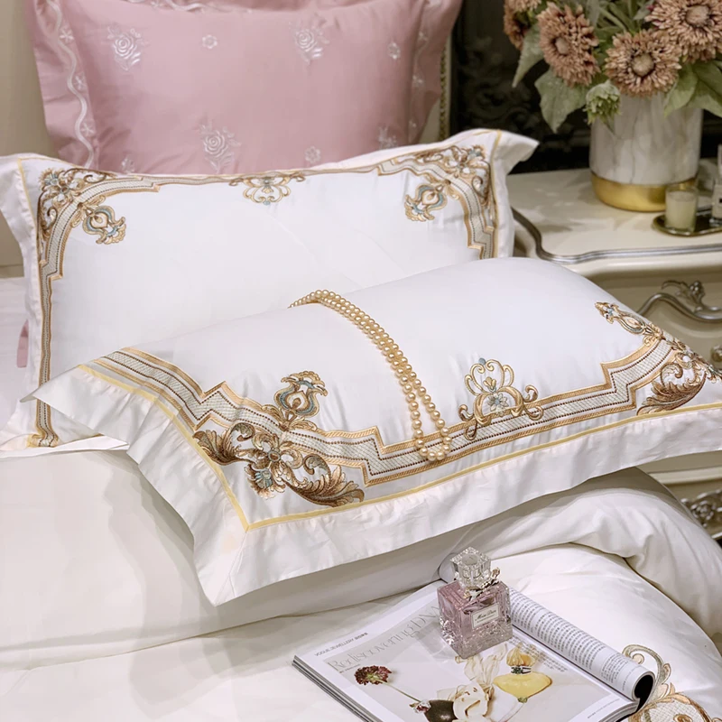 Luxury White 1000TC Satin Egyptian Cotton Embroidery Chic Bedding Set Double Duvet Cover Set Bed Linen Pillowcase Home Textile
Luxury White 1000TC Satin Egyptian Cotton Embroidery Chic Bedding Set Double Duvet Cover Set Bed Linen Pillowcase Home Textile