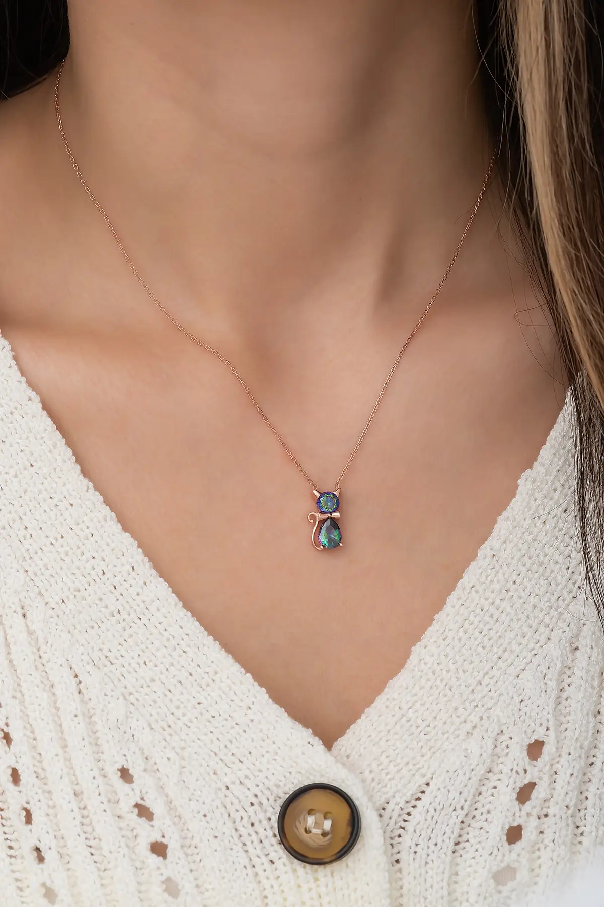 Women's Rose 925 Sterling Gold Plated Mystic Topaz Stone Silver Color Cute Model Sympathetic Cat Necklace
Women's Rose 925 Sterling Gold Plated Mystic Topaz Stone Silver Color Cute Model Sympathetic Cat Necklace