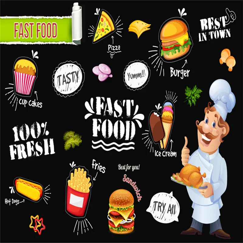 Custom Fast Food Restaurant Black Background Mural Wallpapers Snack Bar Industrial Decor Mural Wall Paper Papel De Parede 3d
Custom Fast Food Restaurant Black Background Mural Wallpapers Snack Bar Industrial Decor Mural Wall Paper Papel De Parede 3d
