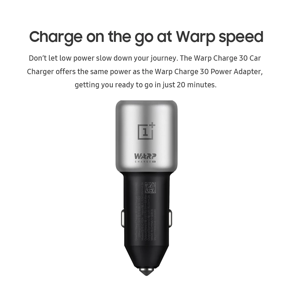Автомобильное зарядное устройство OnePlus Warp Charge 30 Вт и кабель Type-C набор для зарядки