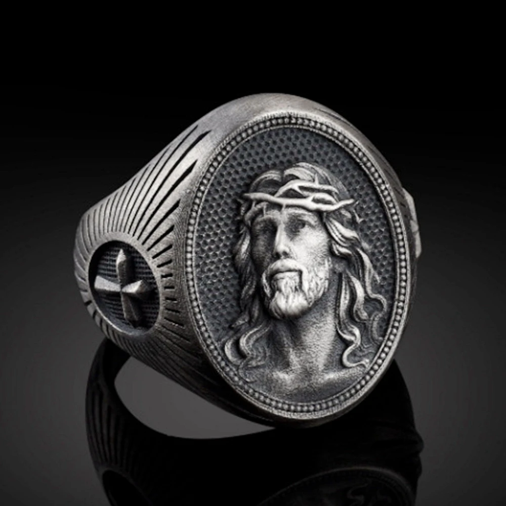 European and American Style Men's Retro Religious Style Ring Jesus Head Ring Men and Women Ring Faith Ring
European and American Style Men's Retro Religious Style Ring Jesus Head Ring Men and Women Ring Faith Ring